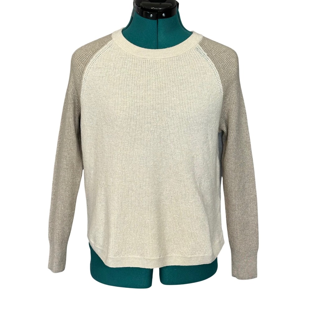 Madewell‎ Womens Raglan Waffle Knit Wool Alpaca Blend Sweater Cream Tan M3103 XS